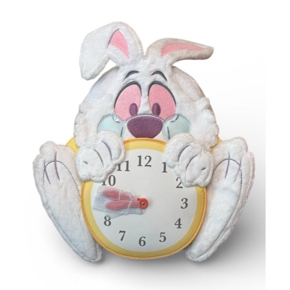 Loungefly Alice In Wonderland White Rabbit Plush Clock Mini Backpack NWT Easter